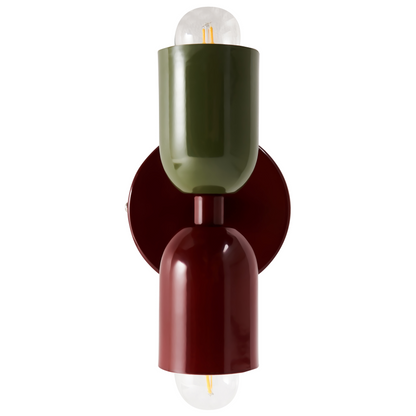 Luma Set Of 2 Wall Lamps Red Green Metal Shades Up Down Sconces