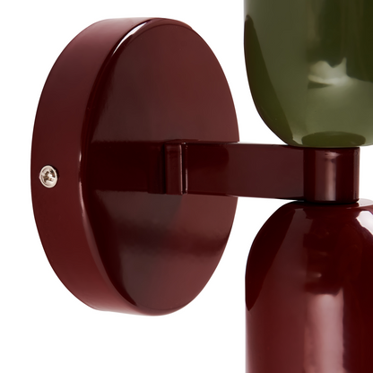 Luma Set Of 2 Wall Lamps Red Green Metal Shades Up Down Sconces