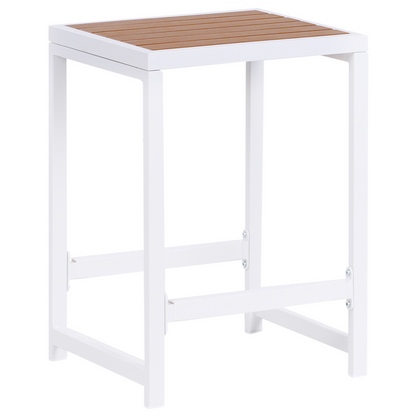Polywood Brown Garden Dining Set 3 Pieces White Steel Frame 2 Stools