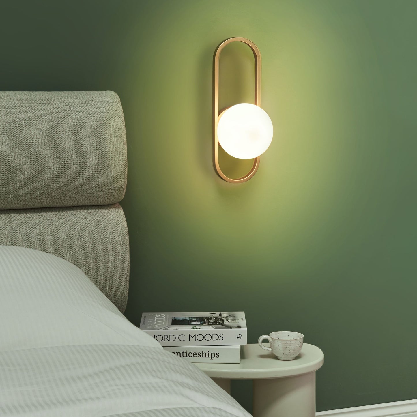 Wall Lamp Gold Metal Base Opaque Glass Lampshade Geometric Modern Design