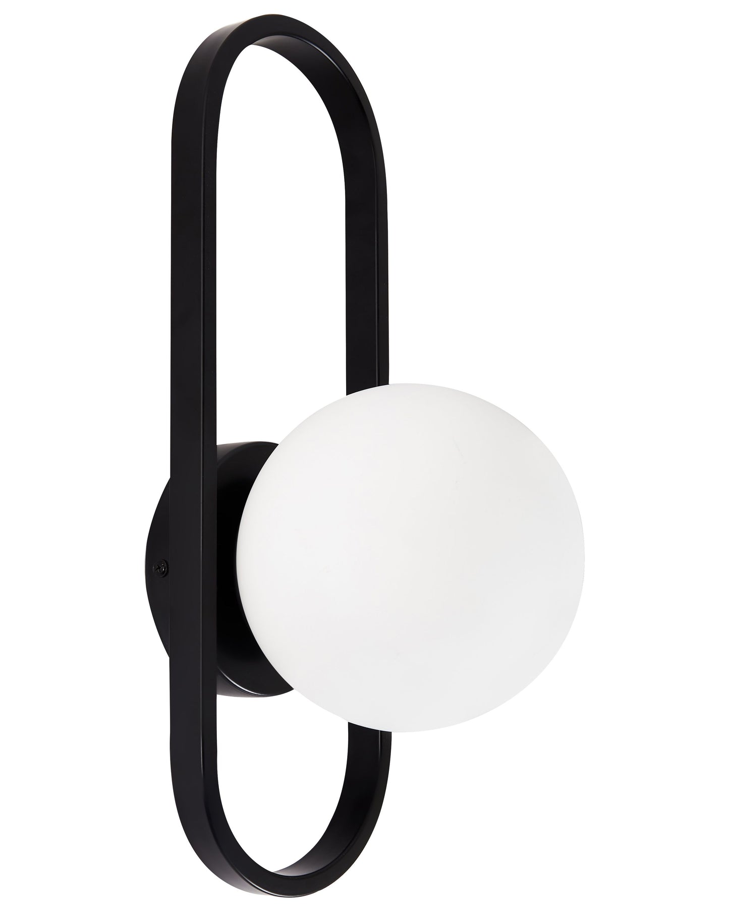 Modern Wall Lamp Black Metal Base Opaque Glass Lampshade Geometric Form Elegance