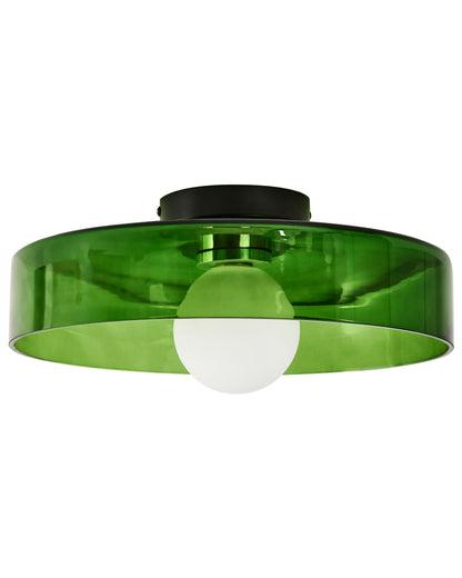 Green Glass Shade Ceiling Lamp Flush Mount Low Ceilings