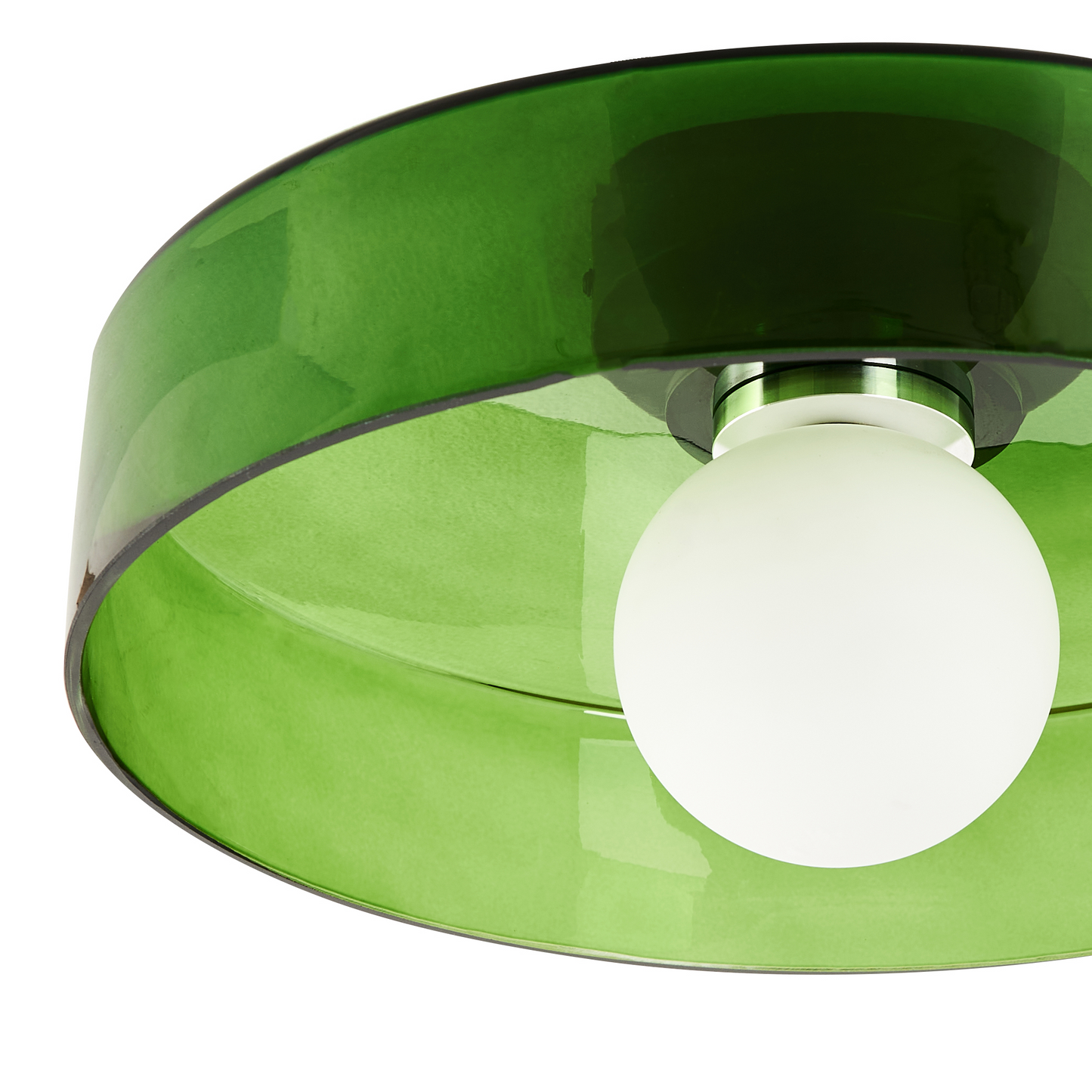 Green Glass Shade Ceiling Lamp Flush Mount Low Ceilings