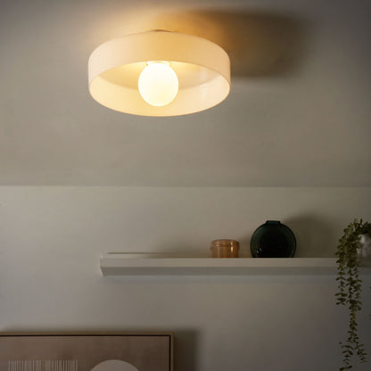 Ceiling Lamp Flush Mount White Glass Shade for Low Ceilings