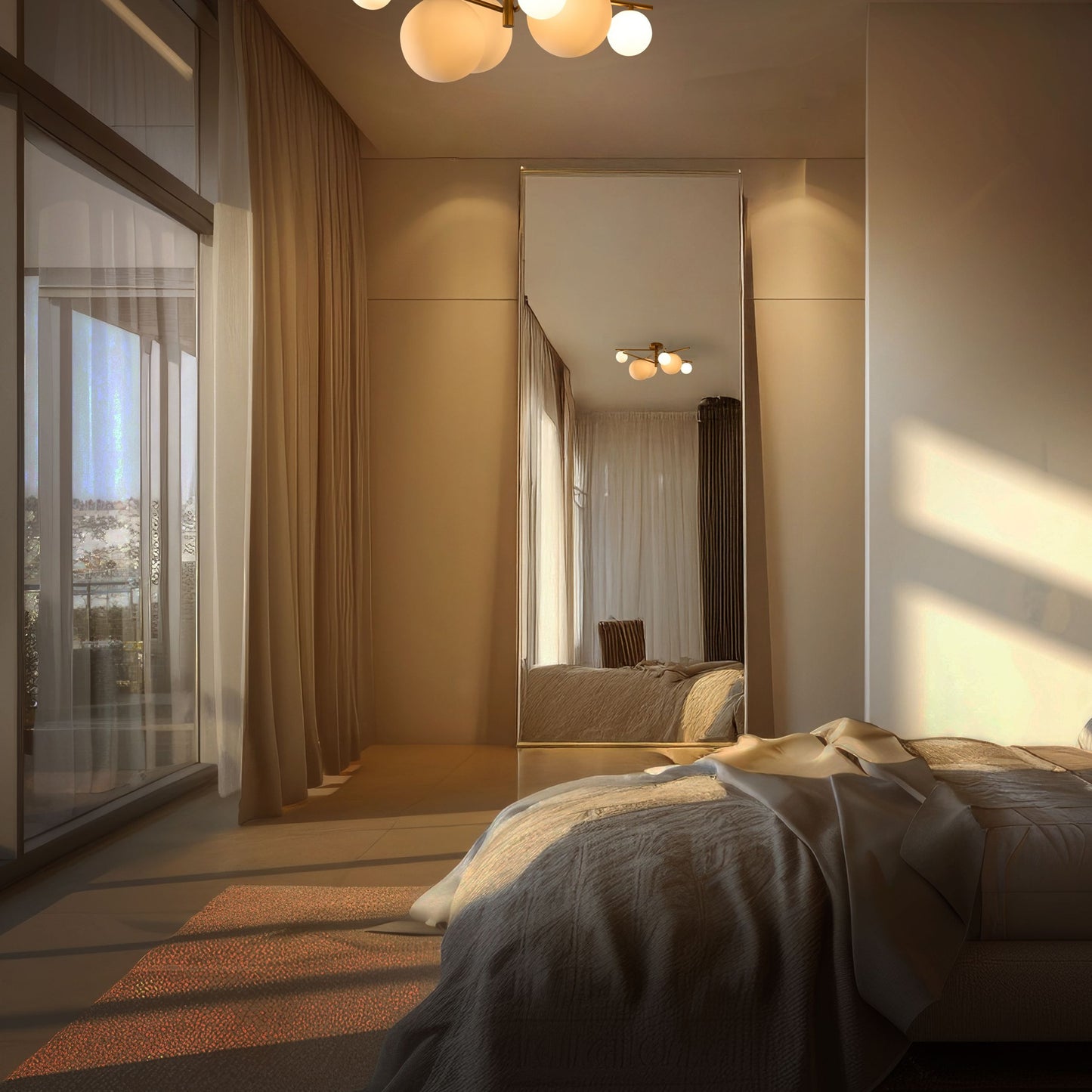 Glamout Gold Ceiling Lamp With Six Globe Glass Shades
