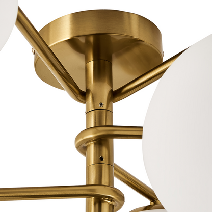 Glamout Gold Ceiling Lamp With Six Globe Glass Shades