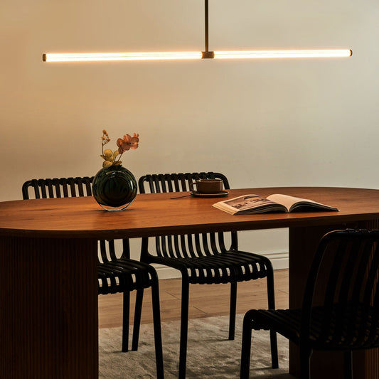 Black Metal Inbuilt LED Pendant Lamp Linear