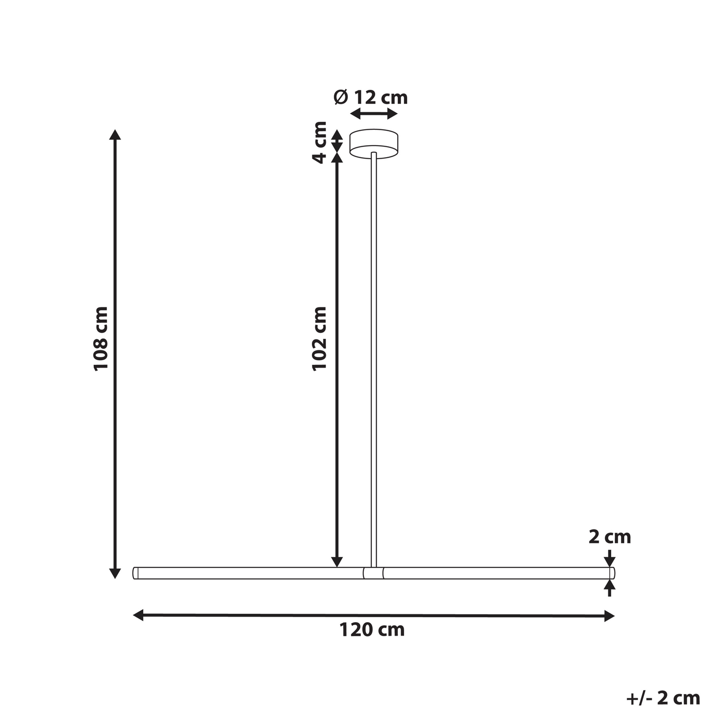 Black Metal Inbuilt LED Pendant Lamp Linear