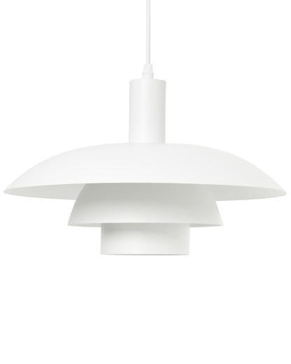 Pendant Lamp White Metal Tiered Vintage Mid Century