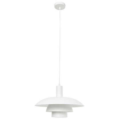 Pendant Lamp White Metal Tiered Vintage Mid Century