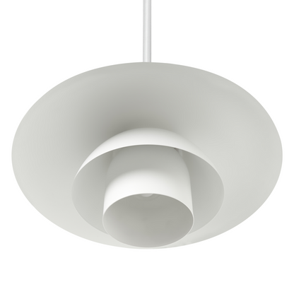 Pendant Lamp White Metal Tiered Vintage Mid Century