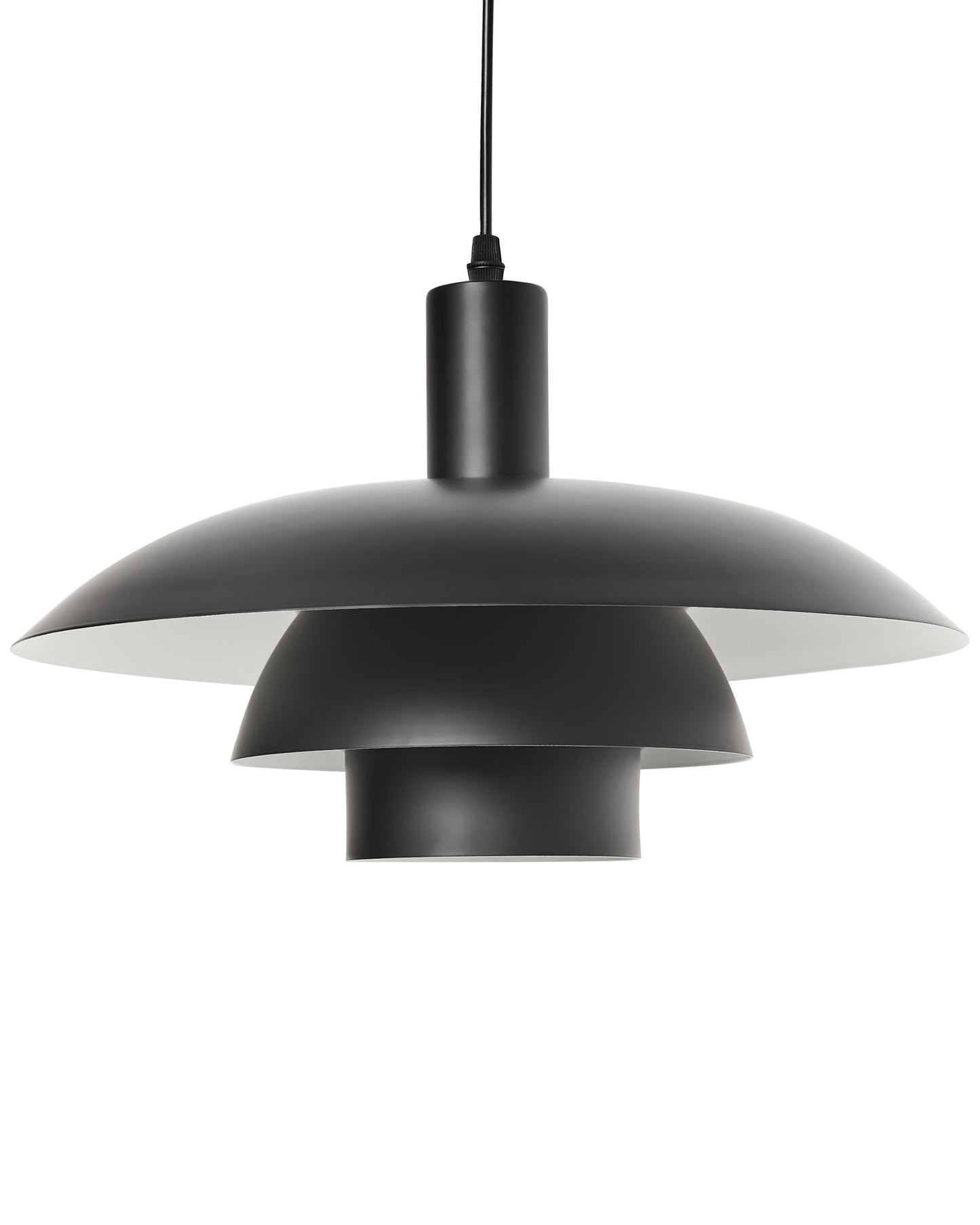 Pendant Lamp Black Metal Tiered Design Vintage Mid Century Style For Kitchen Dining Area