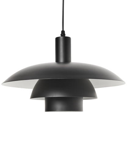 Pendant Lamp Black Metal Tiered Design Vintage Mid Century Style For Kitchen Dining Area
