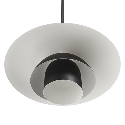 Pendant Lamp Black Metal Tiered Design Vintage Mid Century Style For Kitchen Dining Area
