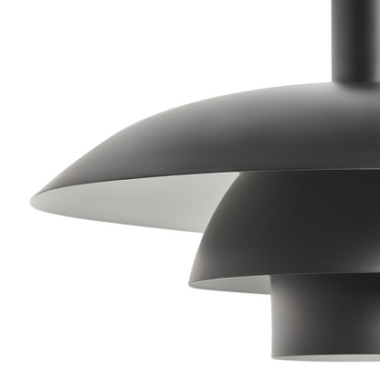 Pendant Lamp Black Metal Tiered Design Vintage Mid Century Style For Kitchen Dining Area