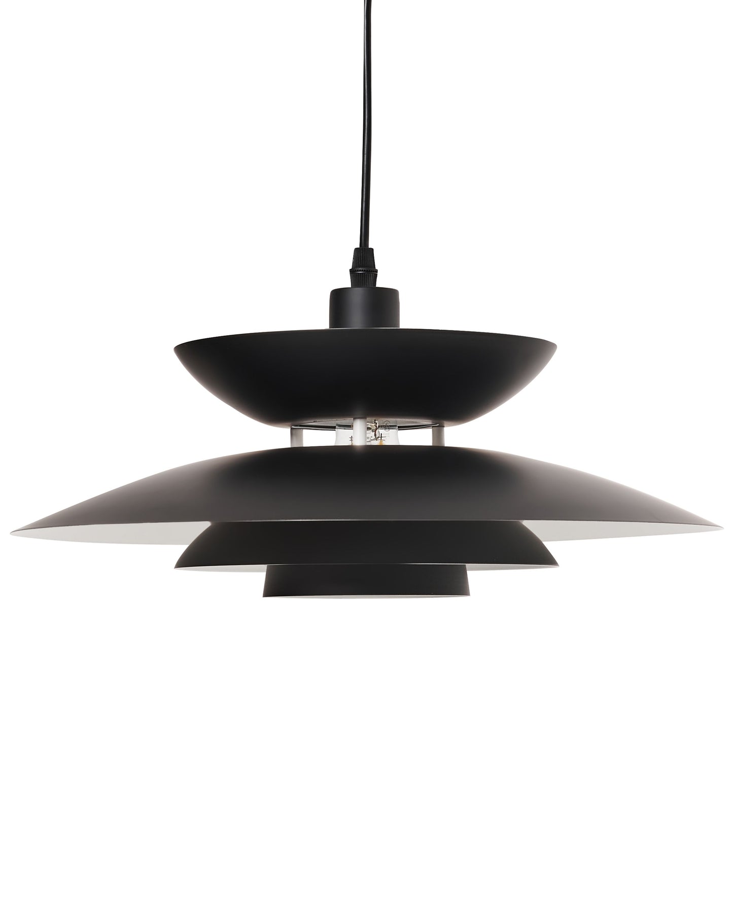Pendant Lamp Black Metal Tiered Design Vintage Mid Century