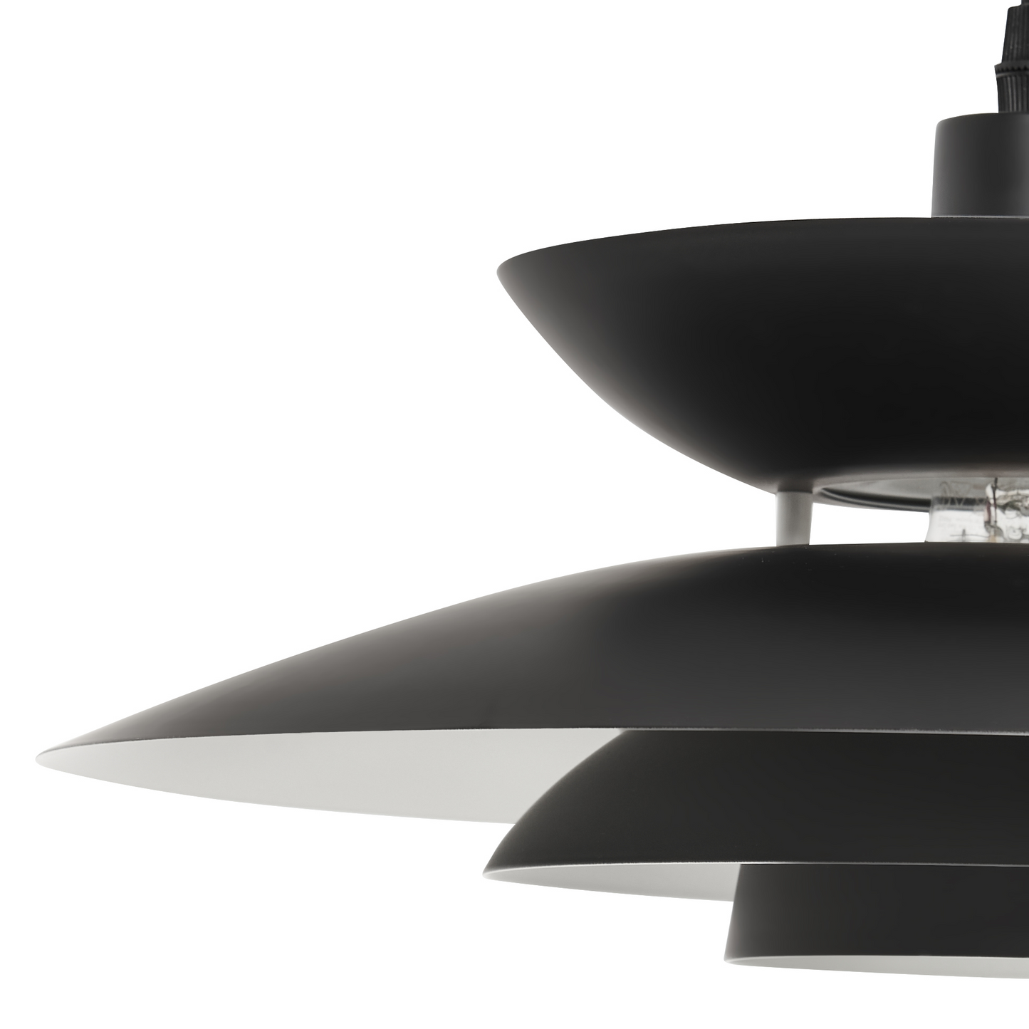 Pendant Lamp Black Metal Tiered Design Vintage Mid Century