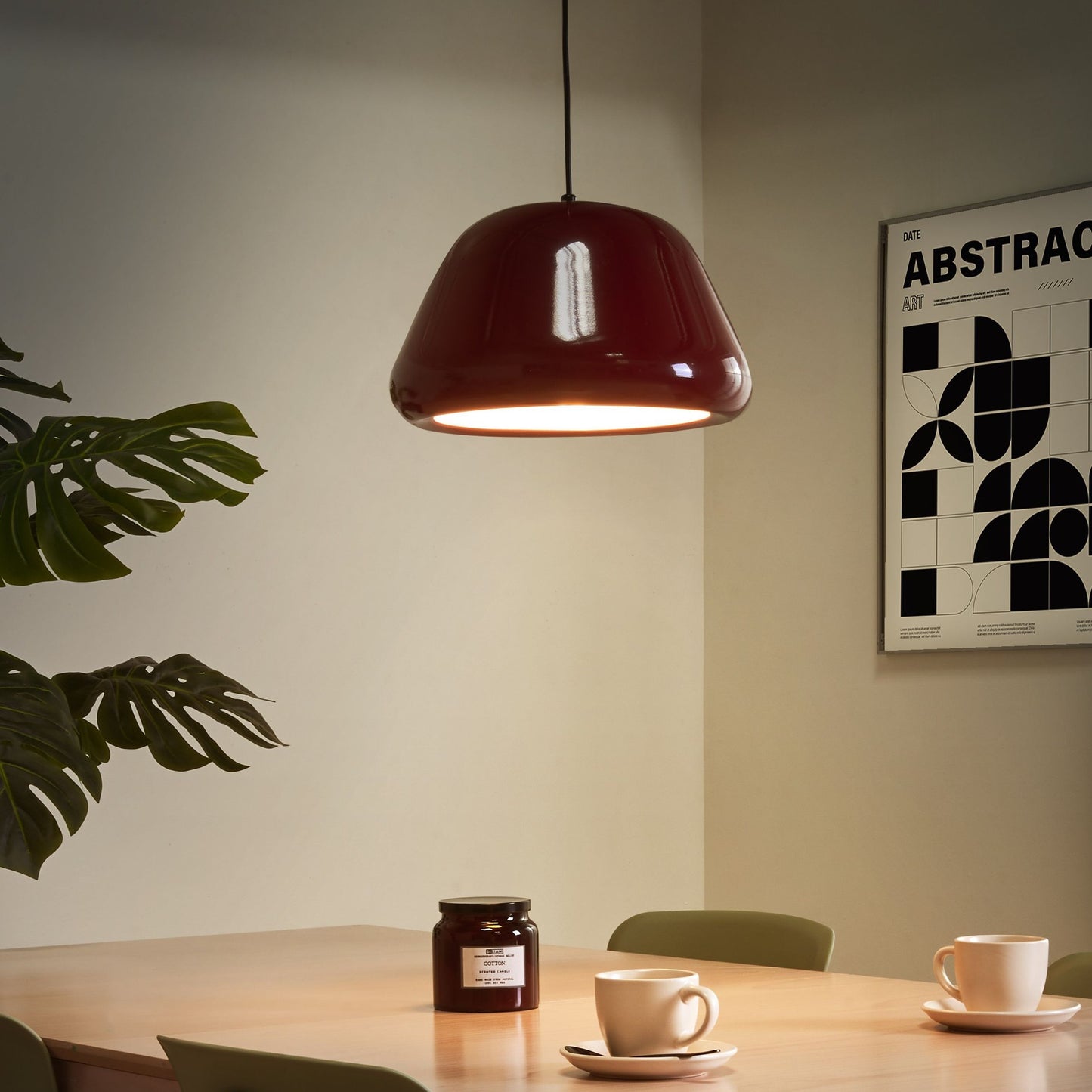 Red Metal Glossy Pendant Lamp Modern Vintage Inspired