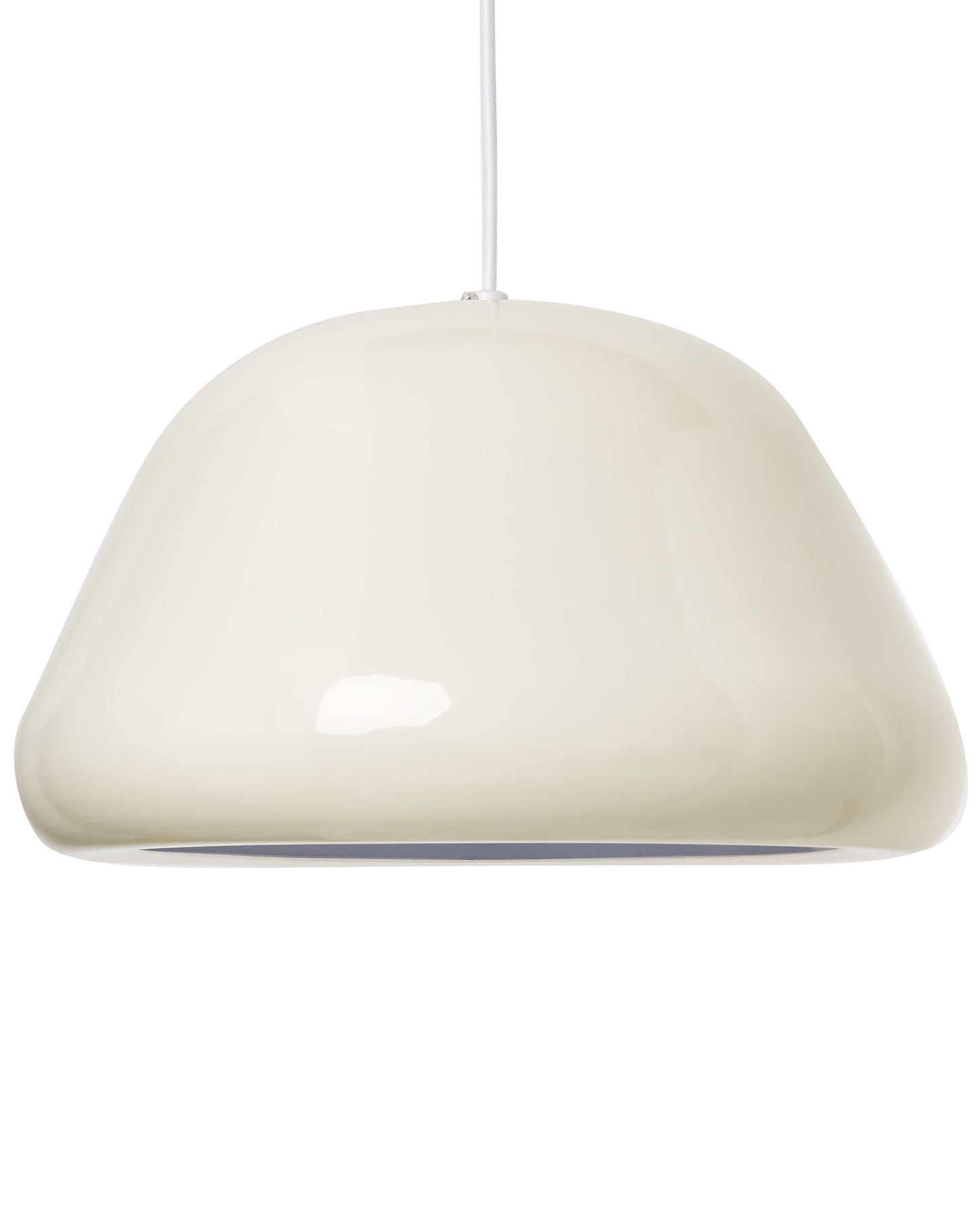 Vintage Beige Glossy Metal Pendant Lamp With Rounded Shade