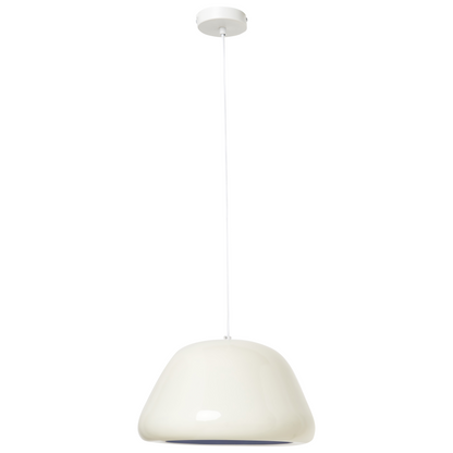 Vintage Beige Glossy Metal Pendant Lamp With Rounded Shade