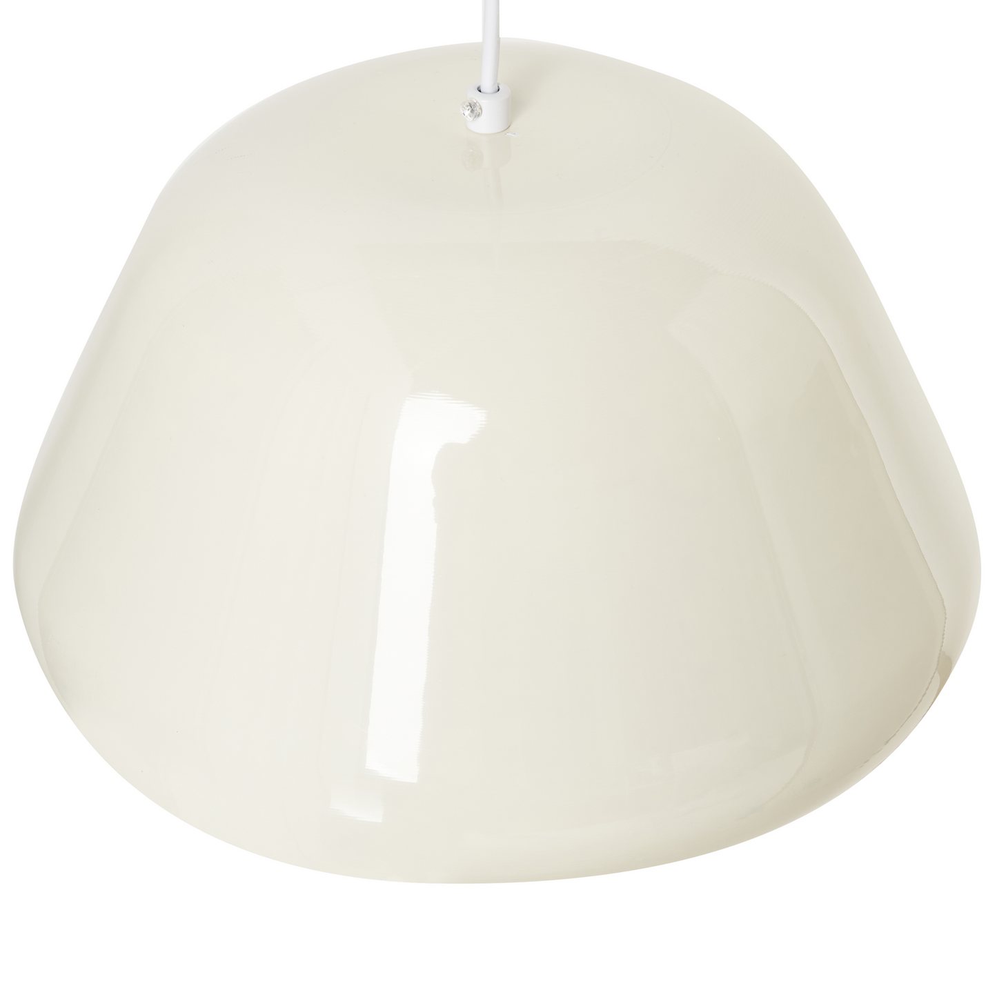 Vintage Beige Glossy Metal Pendant Lamp With Rounded Shade