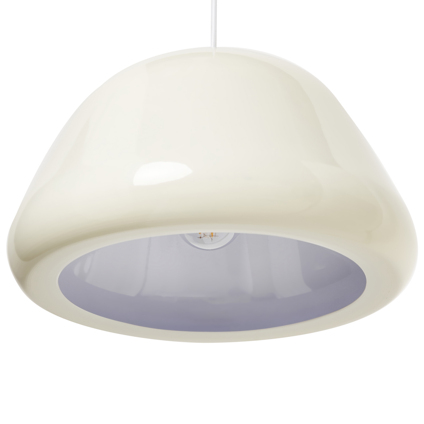 Vintage Beige Glossy Metal Pendant Lamp With Rounded Shade