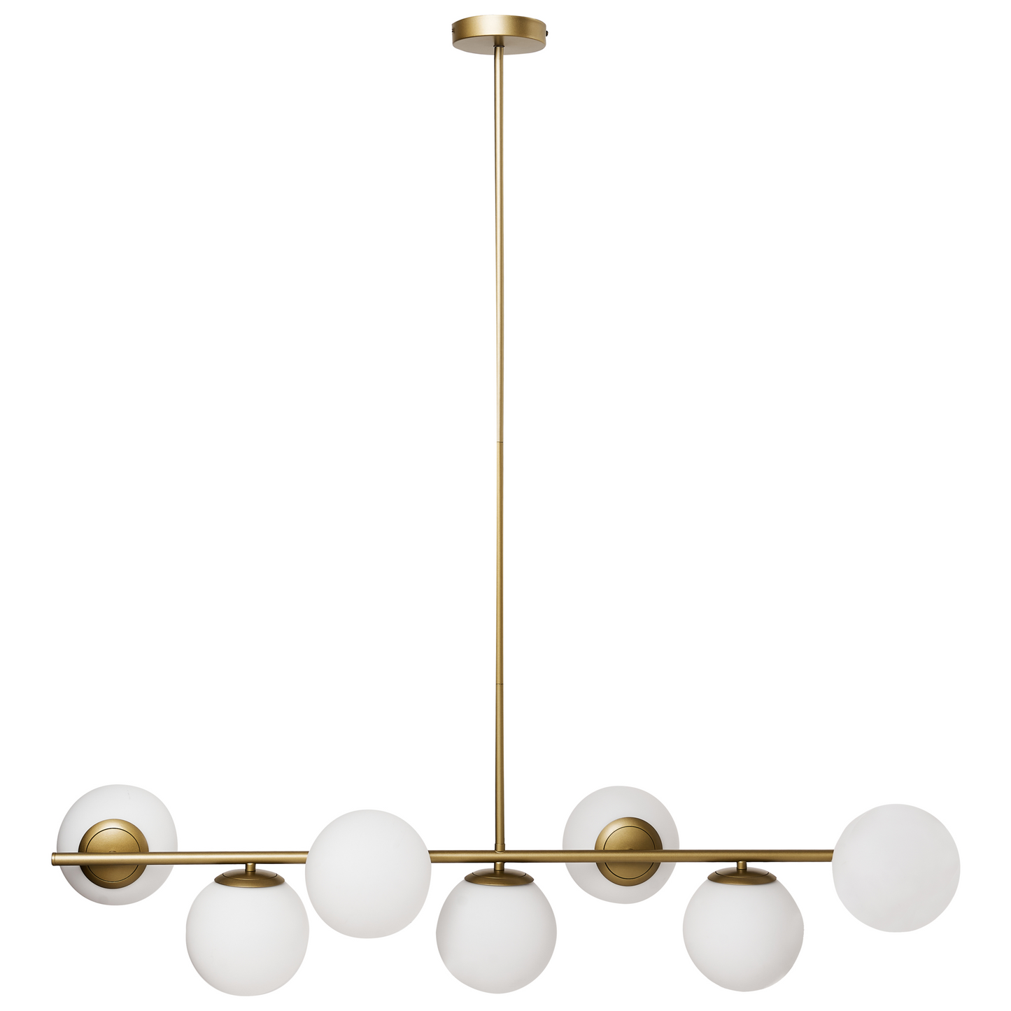 Gold Metal Ceiling Lamp With 7 Glass Globes