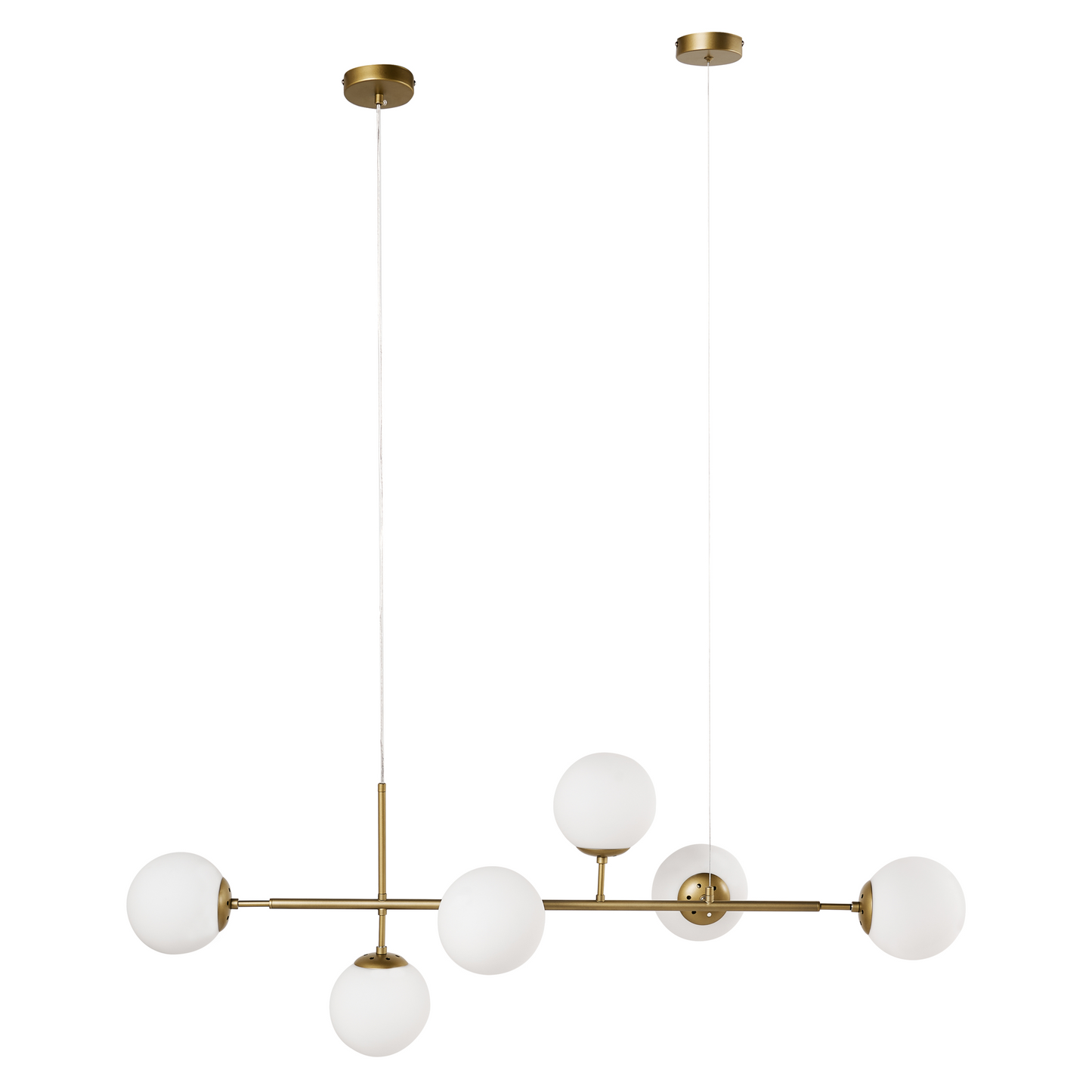 Ceiling Lamp Gold Metal With Six Globe Glass Shades Glamour Style For Dining Rooms