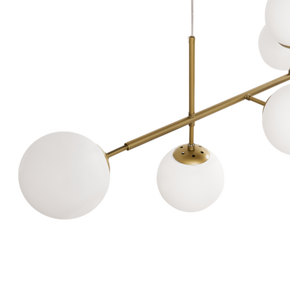 Ceiling Lamp Gold Metal With Six Globe Glass Shades Glamour Style For Dining Rooms