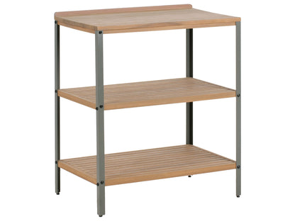Outdoor Kitchen Island Brown Acacia Wood With Top Shelves