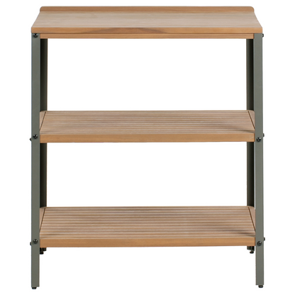 Outdoor Kitchen Island Brown Acacia Wood With Top Shelves