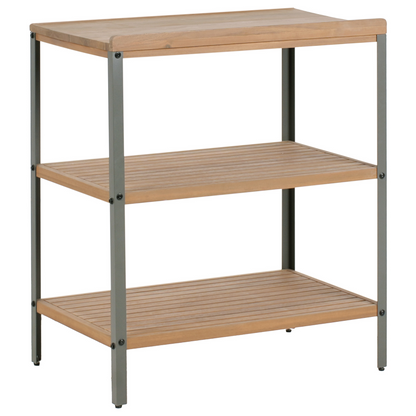 Outdoor Kitchen Island Brown Acacia Wood With Top Shelves