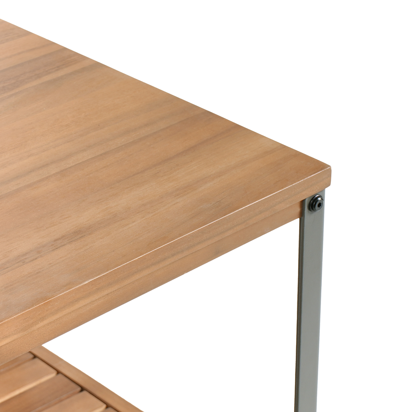 Outdoor Kitchen Island Brown Acacia Wood With Top Shelves
