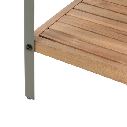Outdoor Kitchen Island Brown Acacia Wood With Top Shelves