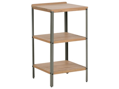 Acacia Outdoor Kitchen Island Brown 50 x 50 x 92cm With 2 Shelves Unit for Garden Kitchen Dining