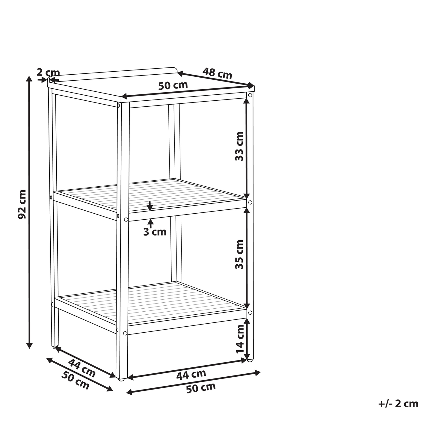 Acacia Outdoor Kitchen Island Brown 50 x 50 x 92cm With 2 Shelves Unit for Garden Kitchen Dining