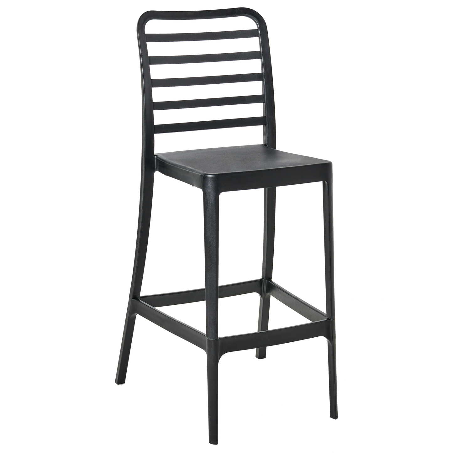 Black PP Stackable Dining And Bar Armless Chairs Set Of 4 With Detachable Bottom For Indoor And Outdoor Use