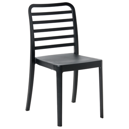 Black PP Stackable Dining And Bar Armless Chairs Set Of 4 With Detachable Bottom For Indoor And Outdoor Use