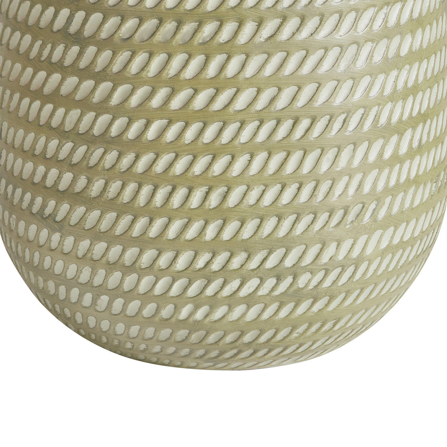 Green Fibre Clay Plant Pot 39cm Round Outdoor With Embossed Pattern Durable