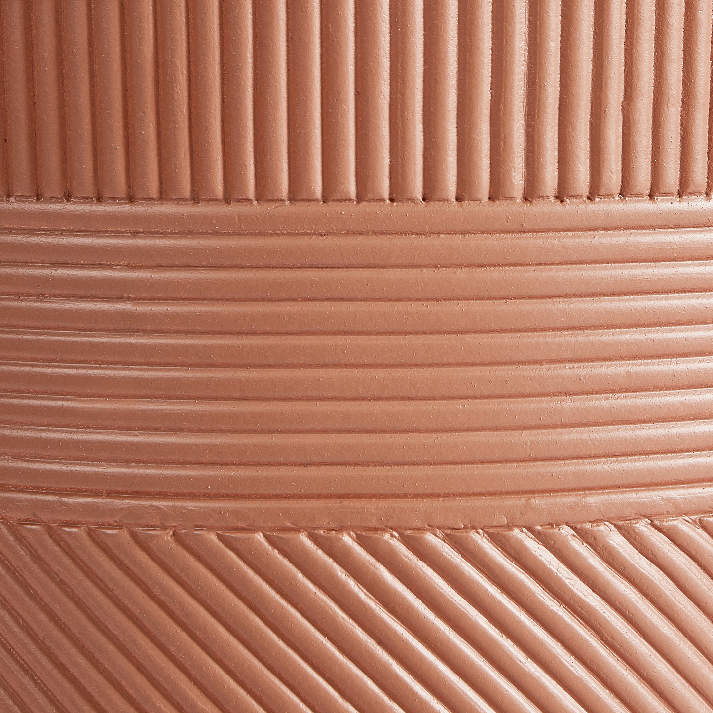 Fibre Clay Plant Pot 31cm Brown Embossed Stripe Round Outdoor Flower Pot