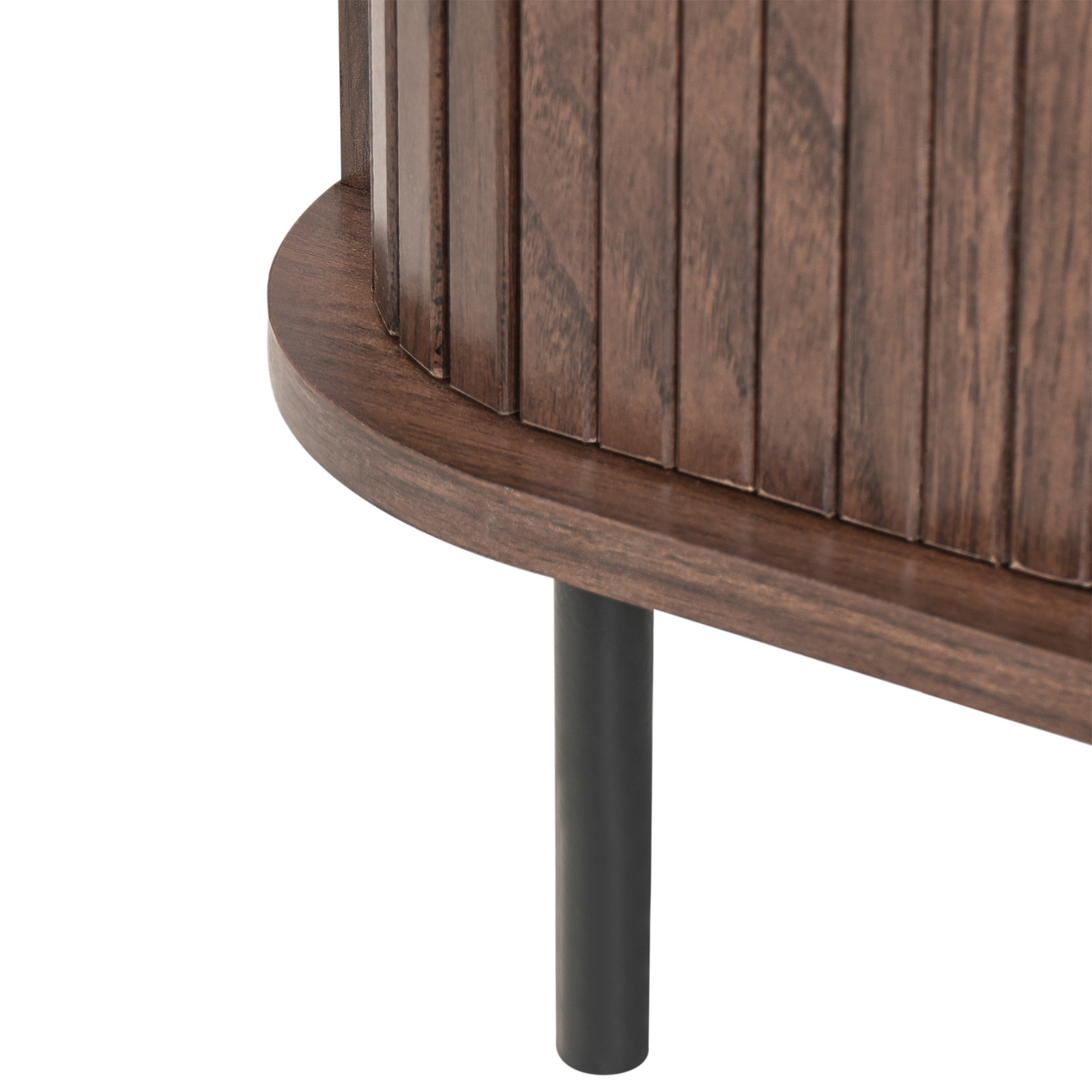 LuxeNest Nightstand Bedside Table With Sliding Doors Dark Brown MDF Metal 40x30 cm