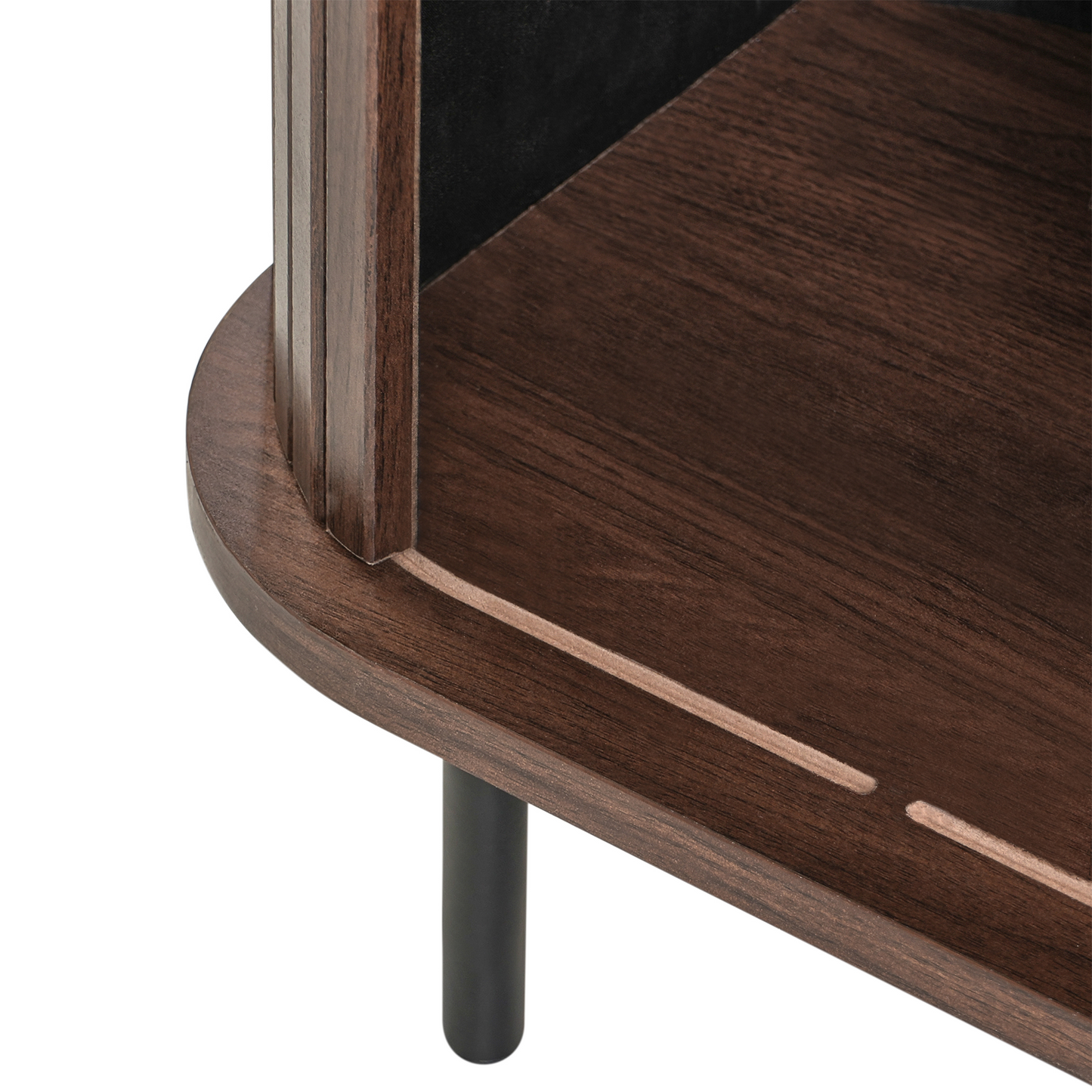 LuxeNest Nightstand Bedside Table With Sliding Doors Dark Brown MDF Metal 40x30 cm