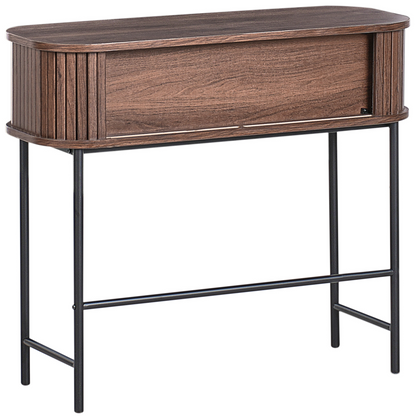 Nova Console Table Dark Brown Black Legs 80x30 cm Sliding Cabinet