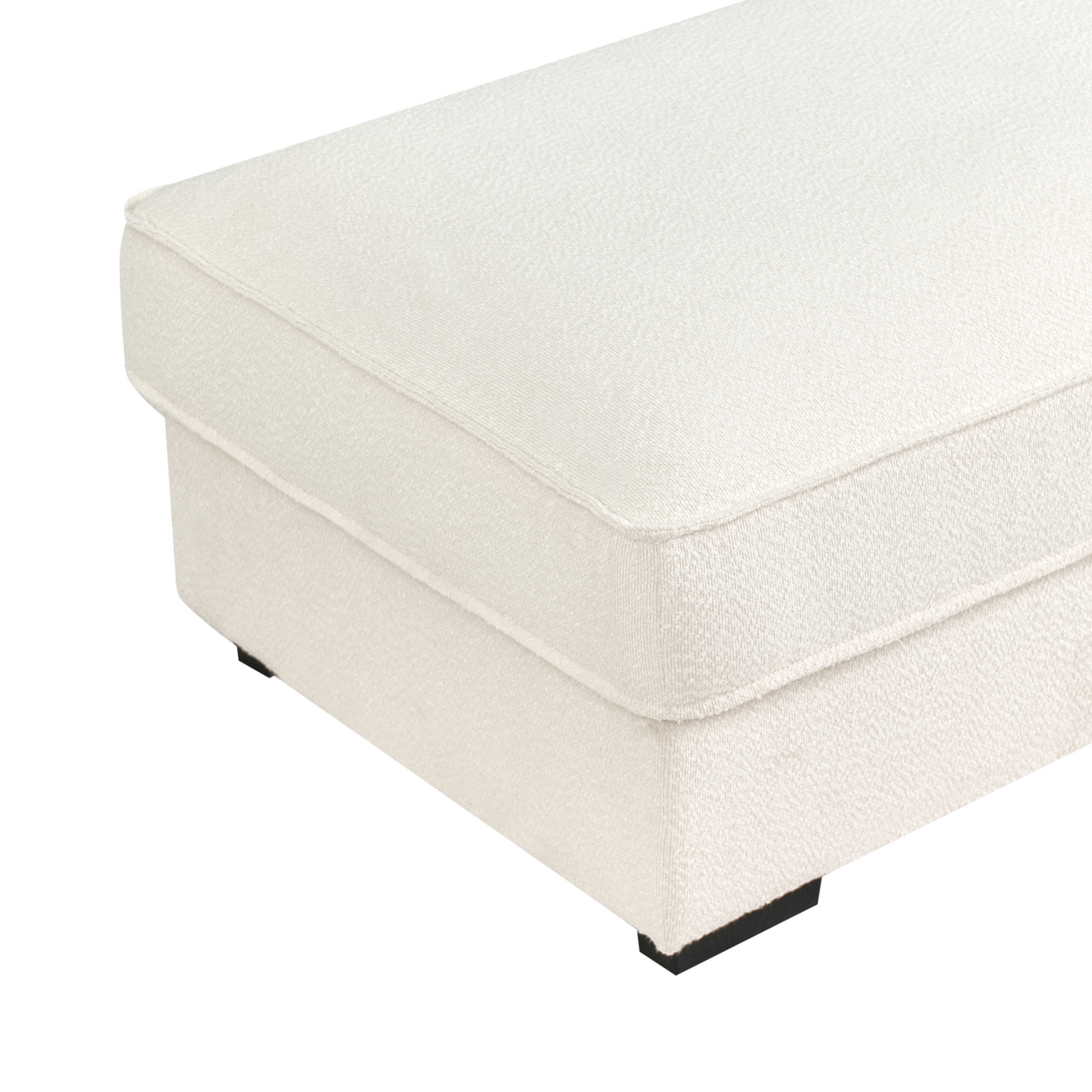 Ottoman Footstool Off White Boucle Square Minimalist
