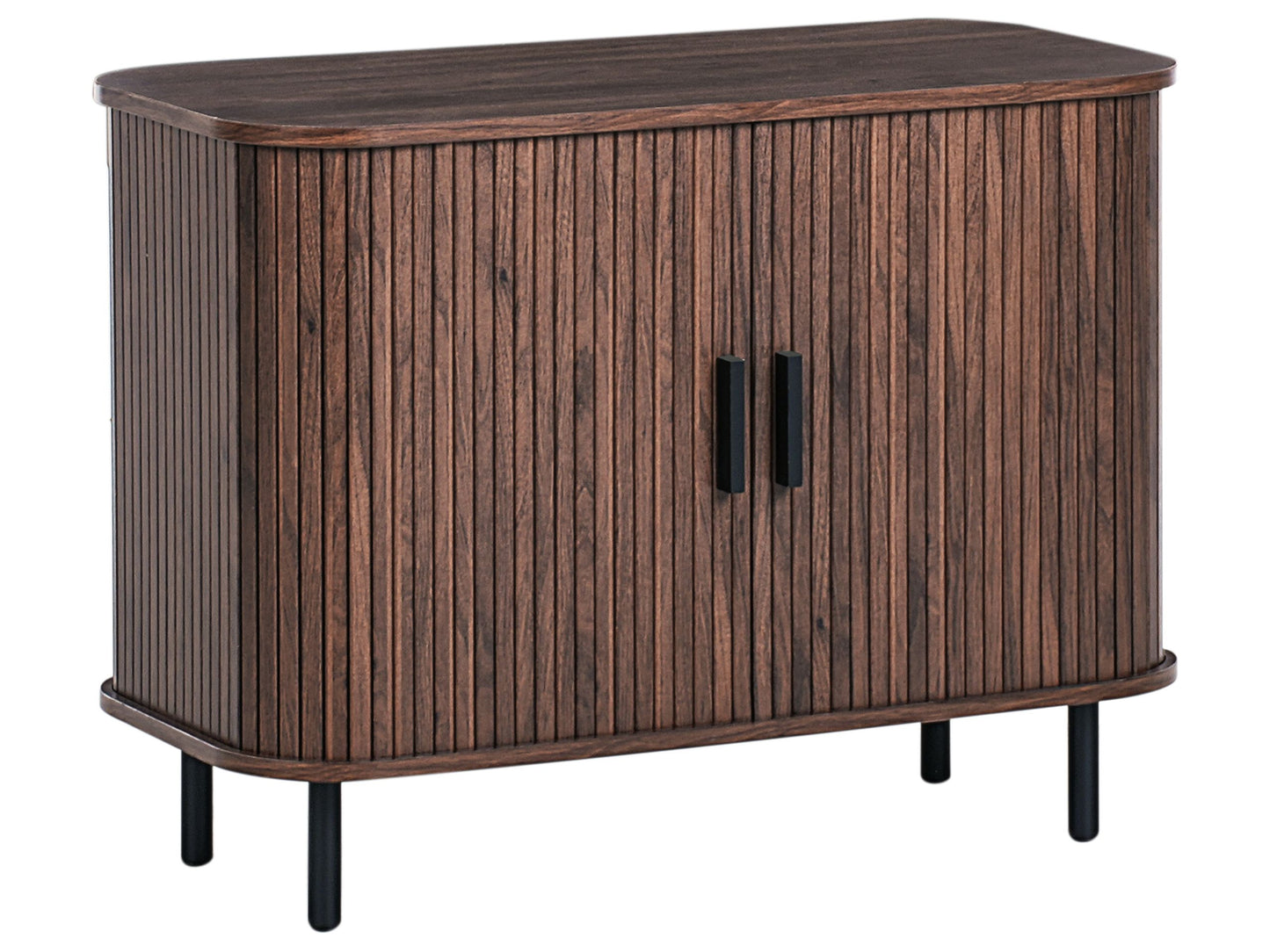 CasaNova Retro Sliding Sideboard Dark Brown Finish Black Legs