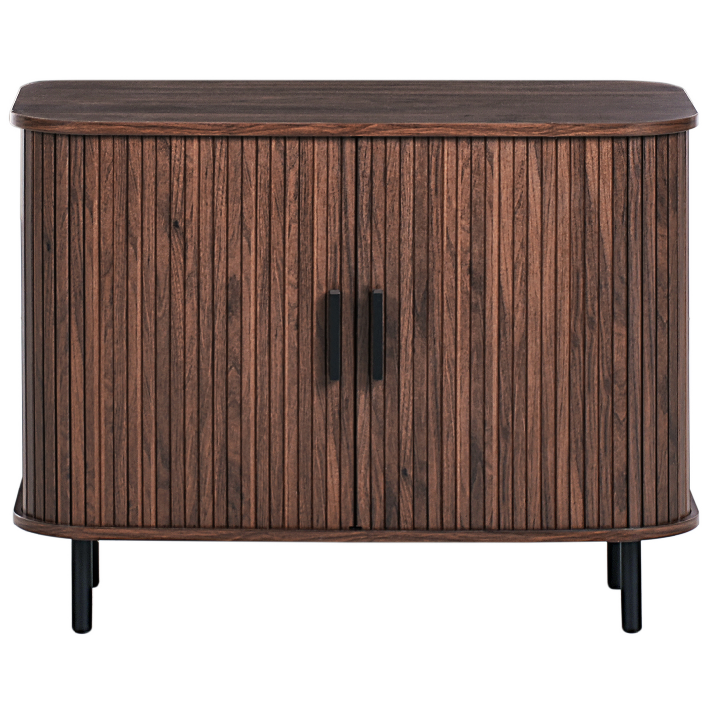 CasaNova Retro Sliding Sideboard Dark Brown Finish Black Legs