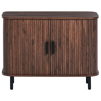 CasaNova Retro Sliding Sideboard Dark Brown Finish Black Legs