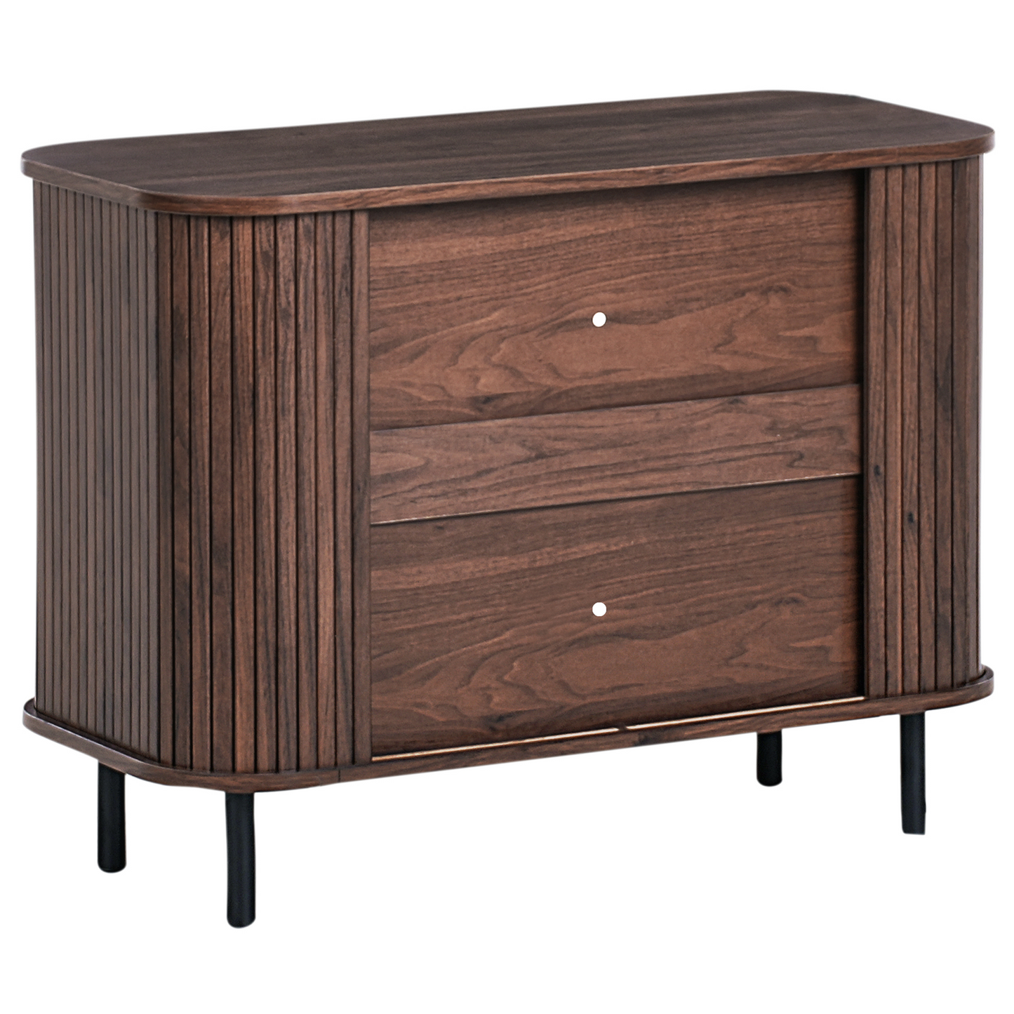 CasaNova Retro Sliding Sideboard Dark Brown Finish Black Legs