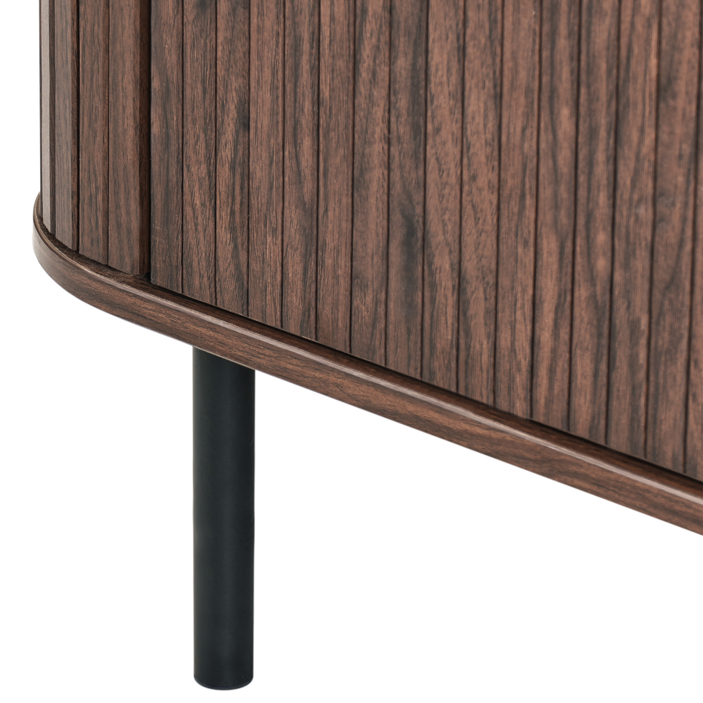 CasaNova Retro Sliding Sideboard Dark Brown Finish Black Legs