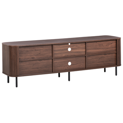 NovaHome TV Stand Up To 70 Inch Dark Brown With Black Metal Legs And Sliding Cabinet Doors